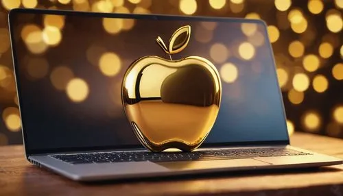 The Appel Company open on laptop and the background is golden,golden apple,apple monogram,apple macbook pro,apple design,apple logo,apple icon,apple pie vector,apple world,apple desk,golden delicious,