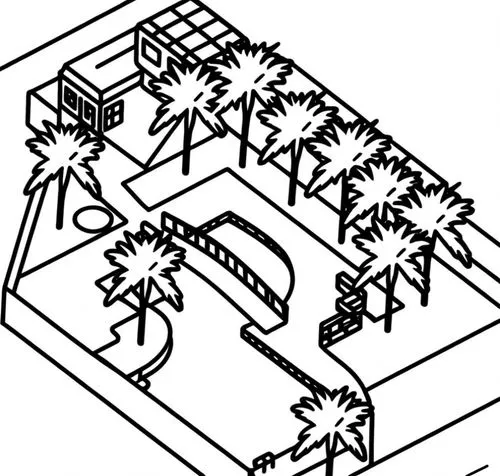 an outline drawing shows the location of a park,houses clipart,isometric,street plan,sketchup,map outline,landscape plan,Design Sketch,Design Sketch,Rough Outline