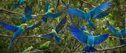 Youth Winner Liron Gertsman, 17, said he spent three days in a row in a blind in Ecuador's Yasuní National Park, waiting to capture this moment when hundreds of Cobalt-winged Parakeets descended from 