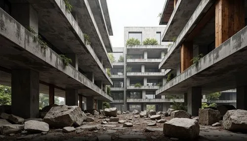 hashima,scampia,habitat 67,seidler,evagora,apartment block,brutalist,hurricane benilde,rubble,concrete blocks,superblock,chipperfield,apartment blocks,building rubble,nanterre,kowloon city,multistory,sekkei,sanatoriums,overdeveloped