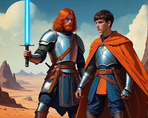 cg artwork,orange robes,rots,guards of the canyon,luke skywalker,mundi,jedi,storm troops,orange,portal,obi-wan kenobi,defense,clone jesionolistny,heroic fantasy,om,father and son,swordsmen,wall,aaa,republic