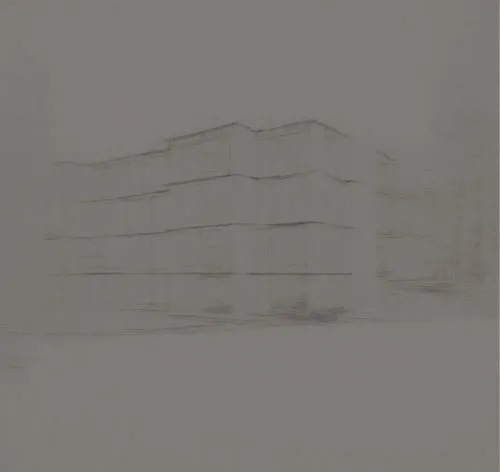 a sketch of a building in the middle of a snow covered field,zumthor,hejduk,chipperfield,eisenman,baltz,matruschka