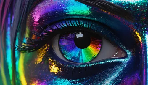 prism,prismatic,iridescent,abstract eye,eye,cosmic eye,rainbow background,peacock eye,women's eyes,digital painting,psychedelic art,digital art,glitter eyes,multicolor faces,horse eye,colorful foil background,world digital painting,rainbow pencil background,pupil,spectral colors,Illustration,Realistic Fantasy,Realistic Fantasy 04