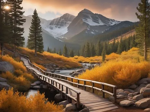 autumn mountains,wooden bridge,fall landscape,autumn landscape,mountain landscape,salt meadow landscape,nature landscape,scenic bridge,landscape background,beautiful landscape,autumn scenery,maroon bells,larches,landscape nature,mountain meadow,golden autumn,autumn background,nature wallpaper,fantasy landscape,mountainous landscape,Photography,Documentary Photography,Documentary Photography 28