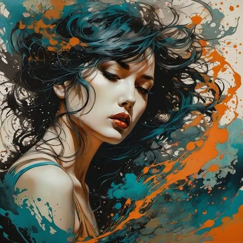 boho art,world digital painting,siren,digital art,teal and orange,digital painting,fantasy art,color turquoise,turquoise,fantasy portrait,mystical portrait of a girl,painting technique,digital artwork,orange,orange scent,art painting,transistor,blue painting,digital illustration,flowing,Photography,General,Fantasy