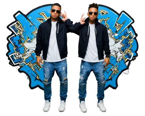 Young man, hip-hop dancer, dynamic pose, graffiti background, gold chain, black hoodie, ripped jeans, white sneakers, confident facial expression, sunglasses, microphone in hand, urban atmosphere, low