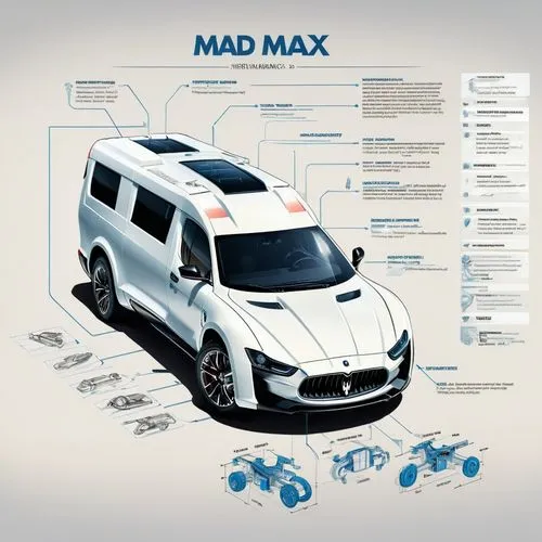 Architecture Sketch (industrial design of a Lunar Maserati Nettuno 3.0 (V6 T, 630 CV), powered by KOMATSU and CAT with notes on materials and measurements, in the style of infographic poster masterpie