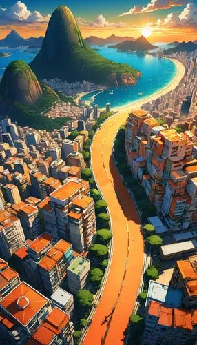 rocinha,rio,favela,cidade,rio de janeiro,machico,brazilia,vidigal,favelas,rio 2016,granai,copacabana,brazil,honolulu,niteroi,mocidade,brazilian beach,toriko,brazilan,brasil,Illustration,Japanese style,Japanese Style 03