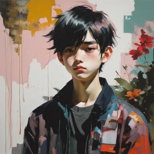 digital painting,acrylic,study,painterly,2d,palette,anime boy,moody portrait,ren,artist color,guk,takato cherry blossoms,paint,child portrait,overgrown,youth,soft pastel,artist portrait,junk,studies,Conceptual Art,Oil color,Oil Color 01