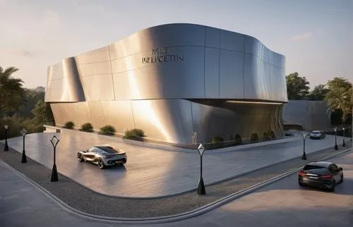 façade is metal shell ,futuristic art museum,soumaya museum,mercedes museum,guggenheim museum,disney concert hall,3d rendering,futuristic architecture,gehry,disney hall,maxxi,musea,damac,cinematheque,