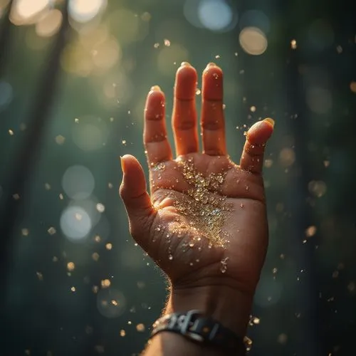 golden rain,sprinkling,hand prints,palm of the hand,praying hands,hand print