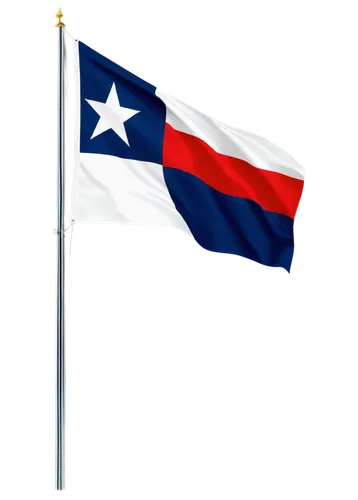 Texas state flag, Lone Star State, patriotic, solo, waving flag, detailed folds, pole attached, stars and stripes, bold lines, bright colors, flat design, 2D illustration, white background, centered c