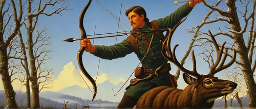 hunting scene,field archery,robin hood,woodsman,bow and arrows,3d archery,archery,target archery,archer,gamekeeper,archery stand,mountaineer,bows and arrows,farmer in the woods,khokhloma painting,quarterstaff,animals hunting,forest workers,longbow,autumn chores,Conceptual Art,Daily,Daily 33