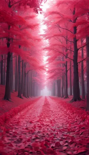 the road in the woods is red and leaves are flying around,germany forest,autumn forest,red tree,forest of dreams,ravine red romania,deciduous forest