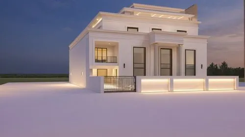 heavy full linear leds, white, american modern neoclassic, full original photo ,build by mirza golam pir,3d rendering,greek temple,house with caryatids,model house,doric columns,villa,luxury property,