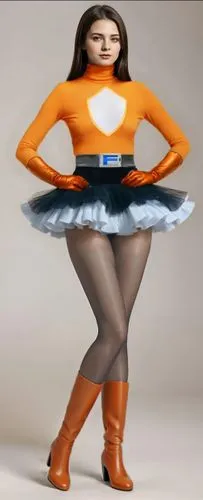 Grey belt, dark, tight, shiny,the girl is wearing orange and black tights and an outfit with cats,maidenform,orange,elastigirl