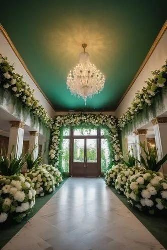 wedding hall,cochere,wedding decoration,green wreath,floral decorations,bridal suite,entrance hall,foyer,entranceways,entranceway,breezeway,floral decoration,wedding decorations,chuppah,foyers,pearl border,hallway,ballrooms,mandap,rosecliff,Photography,General,Fantasy