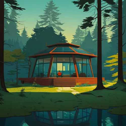 house in the forest,houseboat,treehouse,floating huts,picnic boat,small cabin,cablecar,autumn camper,the cabin in the mountains,house with lake,cable car,gondola lift,cabin,campsite,travel poster,smal