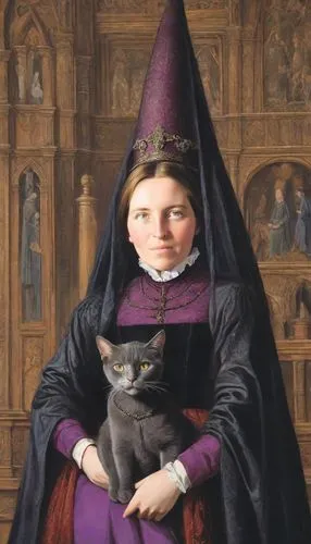 gothic portrait,girl with dog,napoleon cat,la violetta,portrait of christi,portrait of a girl,cat european,child portrait,portrait of a woman,witch hat,cat image,cat,cat portrait,academic dress,cat child,the hat of the woman,cat sparrow,the witch,witches' hats,female portrait,Digital Art,Comic