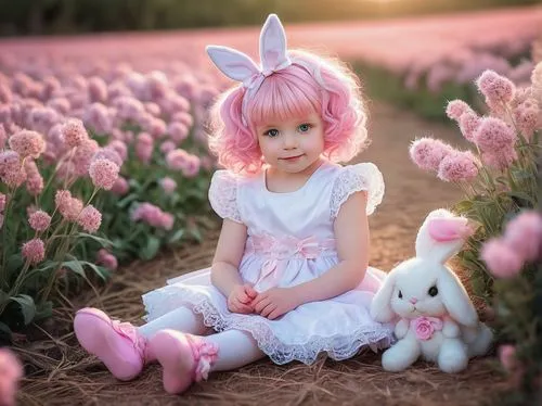 little bunny,little girl in pink dress,little girl fairy,spring unicorn,little rabbit,white bunny,children's background,bunny,white rabbit,easter bunny,hase,lipinki,sylbert,ostara,innocence,easter theme,pink ribbon,audino,fairyland,cottontail,Conceptual Art,Sci-Fi,Sci-Fi 02