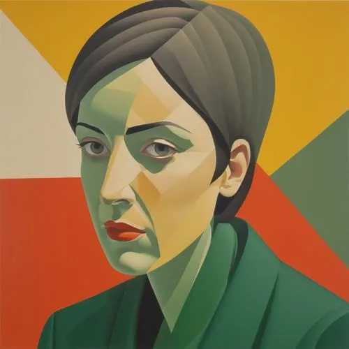 portrait,a portrait painting of a woman with green and red paint,akhmatova,molko,landowska,rodchenko,kristeva,ezola,kippenberger,staudacher,feitelson,stereolab,delbene,farrokhzad,tsvetaeva,lempicka,po