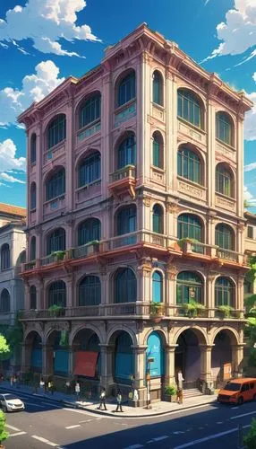 machico,apartment building,siro,anzio,apartment house,beautiful buildings,Illustration,Japanese style,Japanese Style 03