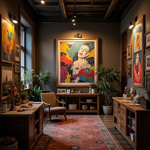 art gallery,anthropologie,interior decor,gallery,sothebys,anteroom,fromental,galerie,loft,gallerie,minotti,dining room,antiquaires,bohemian art,driehaus,paintings,interior decoration,sitting room,livingroom,children's interior