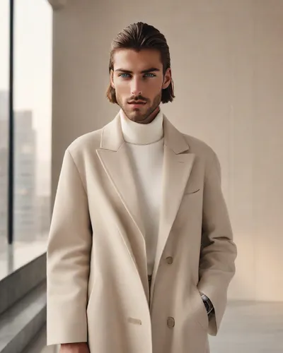 overcoat,long coat,male model,menswear,coat,frock coat,bolero jacket,coat color,white coat,imperial coat,woman in menswear,white-collar worker,fur clothing,old coat,neutral color,fur coat,outerwear,acne,w 21,men's suit