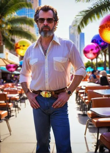 Male architect, mature, 40s, serious expression, black framed glasses, short brown hair, beard, white shirt, rolled up sleeves, dark blue jeans, brown leather belt, holding a blueprint, standing, Long