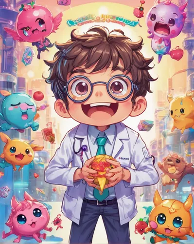 Explore the tormented mind of Dr. Otto Octavius as he struggles with his inner demons.,hero academy,cartoon doctor,scientist,pixaba,detective conan,nerd,professor,chemist,game illustration,fluffy diar