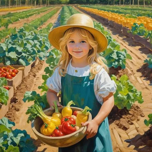 picking vegetables in early spring,girl picking apples,vegetables landscape,farm girl,vegetable field,agriculture,agricultural,farmer,fruit fields,girl picking flowers,organic farm,oil painting,oil painting on canvas,pesticide,farmworker,girl in overalls,vegetable garden,glean,tomatos,girl in the garden,Art,Classical Oil Painting,Classical Oil Painting 02