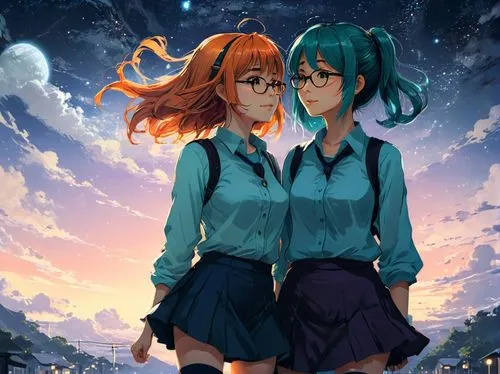 hand in hand,haruchika,holding hands,falling stars,handholding,hands holding,Conceptual Art,Fantasy,Fantasy 10