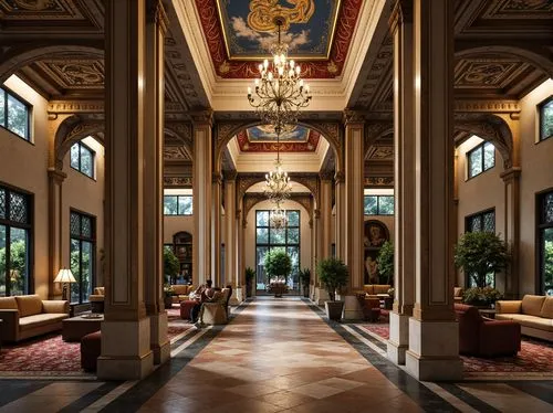 hotel lobby,lobby,foyer,emirates palace hotel,royal interior,entrance hall,cochere,venetian hotel,ritzau,hallway,hotel hall,ornate room,ballroom,crown palace,sursock,corridor,grand hotel europe,enfilade,gleneagles hotel,dragon palace hotel