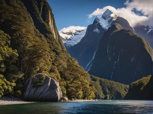 Milford Sound Fjord, New Zealand
,milford sound,new zealand,south island,tasmania,north island,nz,mitre peak,mountain and sea,giant mountains,newzealand nzd,australia,new south wales,lower engadine,gl