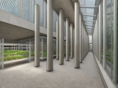 biotechnology research institute,school design,3d rendering,colonnade,walkway,autostadt wolfsburg,data center,daylighting,hallway space,archidaily,office building,corridor,modern building,sky space concept,modern office,urban design,kirrarchitecture,office buildings,render,greenhouse,Common,Common,Natural