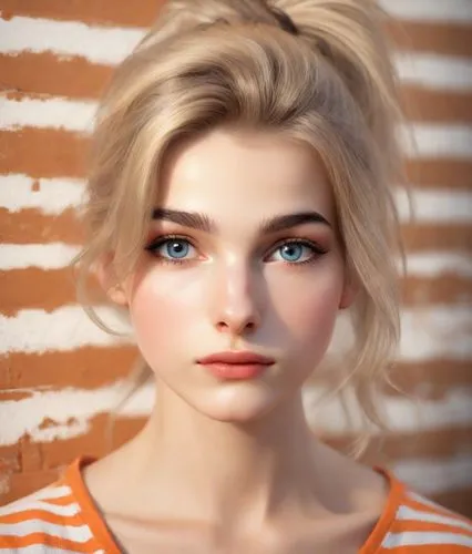 girl portrait,clementine,portrait background,natural cosmetic,orange,doll's facial features,realdoll,retro girl,portrait of a girl,elsa,blonde girl,female doll,blond girl,girl in a long,orange color,blonde woman,orange dahlia,fantasy portrait,angelica,cosmetic,Photography,Commercial