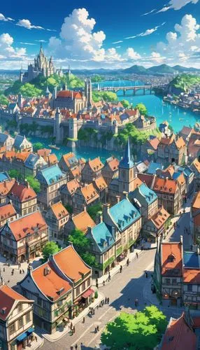 machico,french digital background,yazaki,the city of mozart,prefecture,kanto,butka,pokaski,ichigaya,hanseatic city,colorful city,violet evergarden,prica,townsites,kotoko,seborga,nordbaden,sylvania,city panorama,townsmen,Illustration,Japanese style,Japanese Style 03