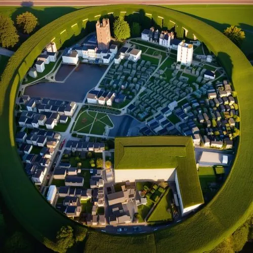 Buildings, roads,gardens, shadow,town planning,dessau,new housing development,agricultural engineering,kubny plan,research institution,oval forum,vetaren,biotechnology research institute,castle tremsb