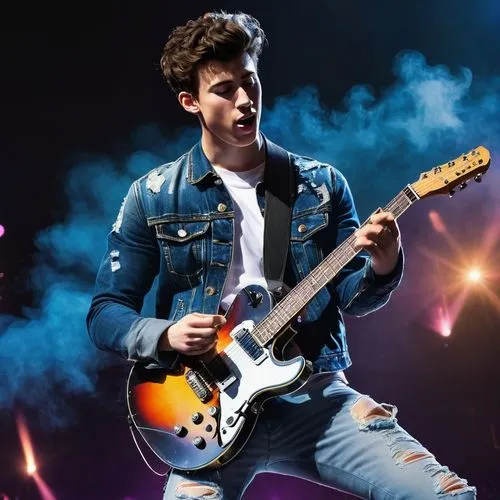 the guitar,guitar,electric guitar,concert guitar,playing the guitar,jonas brother,guitarist,rockstar,painted guitar,guitars,denim jacket,rocker,denim background,jeans background,guitar solo,blue jeans,guitor,bluejeans,spotify icon,guitar player,Photography,Fashion Photography,Fashion Photography 12