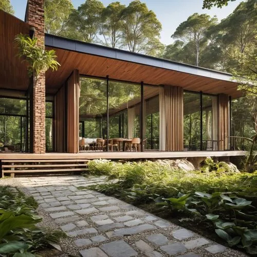 luxurious villa, one story, high ceiling, wood glass and black steel.,forest house,landscape design sydney,landscape designers sydney,house in the forest,garden design sydney,wahroonga,timber house,mi