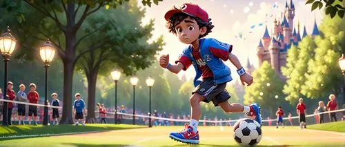 cartton athelte making sports, sout park style,shanghai disney,soccer kick,soccer player,children's soccer,disney,world cup,euro disney,athletic,sports hero fella,footballer,soccer field,fifa 2018,ani