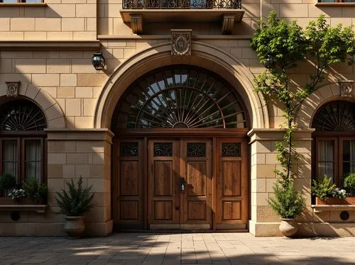 sursock,entryway,front door,entryways,garden door,wooden facade,entranceway,doorways,house entrance,pointed arch,exterior decoration,entranceways,hinged doors,archways,wooden door,brownstone,doors,front gate,wood gate,casa fuster hotel