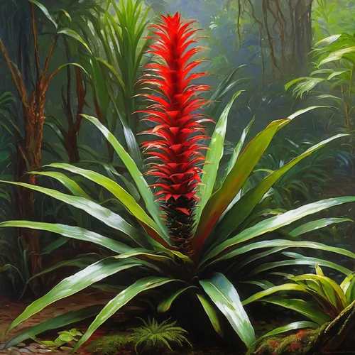 bromeliaceae,bromelia,bromeliad,pineapple lily,coral aloe,tropical bloom,exotic plants,red hot poker,tropical flowers,terrestrial plant,flower exotic,exotic flower,cycad,heliconia,costus family,gymea lily,ericaceae,aloe,fishtail palm,pineapple plant,Art,Artistic Painting,Artistic Painting 04