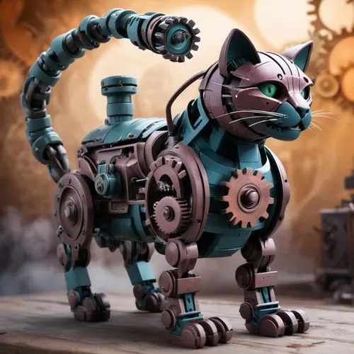 a robot like kitty that is holding soing in its paws,tezcatlipoca,robnik,mazzotta,cat warrior,cyberdog,felino