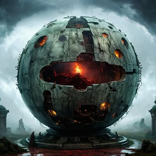 technodrome,megaton,orb,technosphere,cybertron,gas planet,Conceptual Art,Oil color,Oil Color 11