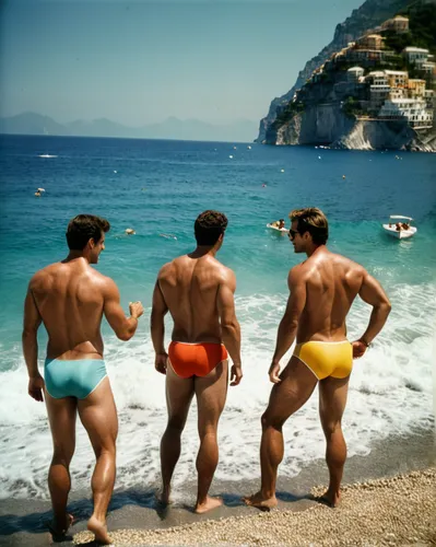 swim brief,capri,beach rugby,nudism,booties,beach goers,french tourists,the balearics,italians,model years 1960-63,thongs,positano,the three graces,jockstrap,gay men,glbt,cala gonone,underpants,men sitting,swimmers,Photography,Documentary Photography,Documentary Photography 02