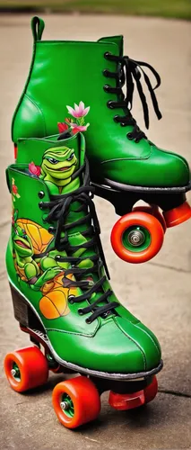 Imagine ninja turtle shoes that transform into roller skates for a fun day at the park.,inline skates,quad skates,roll skates,roller skates,artistic roller skating,roller skate,skates,rollerblades,rol