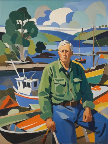 thames trader,david bates,jack roosevelt robinson,gladesville,graeme strom,pensioner,olle gill,man at the sea,elderly man,version john the fisherman,boat landscape,regatta,seafarer,bay laurel,bill woodruff,george russell,basset artésien normand,artist portrait,gladesville bridge,brown sailor,Art,Artistic Painting,Artistic Painting 41