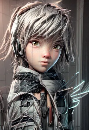 piko,echo,anime 3d,edit icon,layered hair,cybernetics,portrait background,background image,silver rain,anime girl,noodle image,main character,operator,b3d,cyborg,tying hair,humanoid,child girl,zero,punk