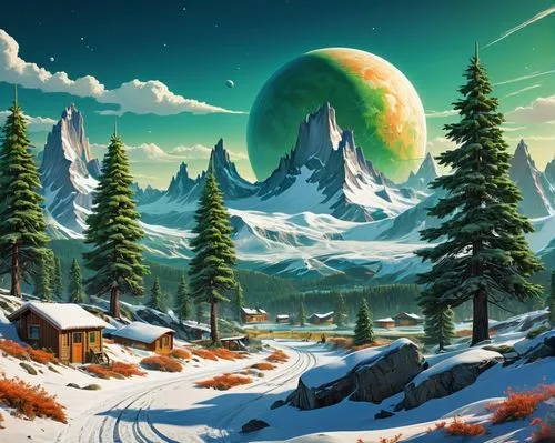 fantasy landscape,landscape background,mountain scene,christmas landscape,lunar landscape,mountain landscape,Conceptual Art,Sci-Fi,Sci-Fi 20